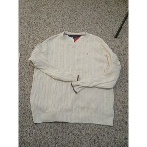 Tommy Hilfiger Men's Cable Knit Sweater – Cream Ivory, Size 2XL